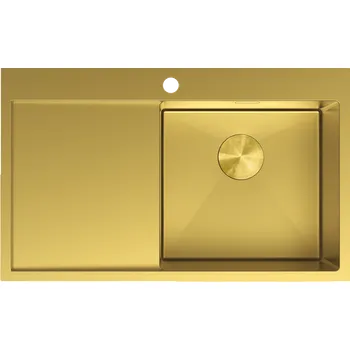 Granitový dřez Mexen Exar ocelový dřez s jednou komorou s odkapávačem, pravý 780 x 480 mm, zlatý - 6434781010P-55 Ocelové dřezy