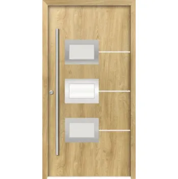 Vchodové dveře Hliníkovo-ocelové vchodové dveře pasivní Hera 110 x 210 cm L dub přírodní