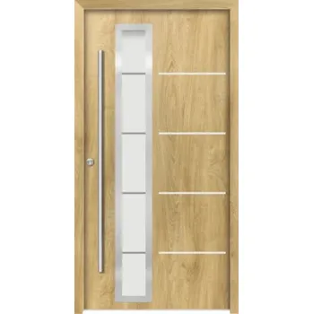 Vchodové dveře Hliníkovo-ocelové vchodové dveře pasivní Demeter 100 x 210 cm L dub přírodní