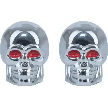 Motodoplněk kovové ventilkové čepičky Skull, OXFORD (stříbrná, pár)