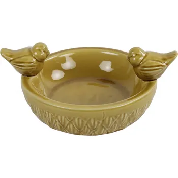 Zahradní dekorace Keramické pítko pro ptáky Jorinda L žluté 23,5x23,5x11,5 cm