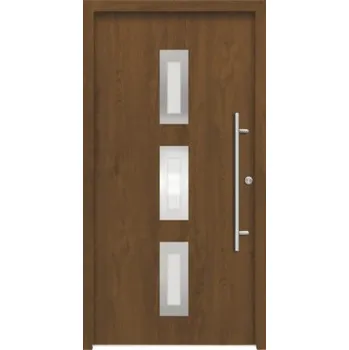 Vchodové dveře Hliníkovo-ocelové vchodové dveře pasivní Artemis 100 x 210 cm P zlatý dub