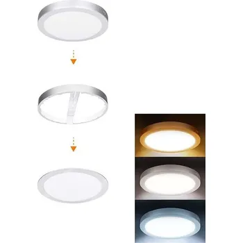 LED panel Solight LED mini panel koupeln. 2v1, 3CCT, 18W, 1530lm, IP54, stříbr.