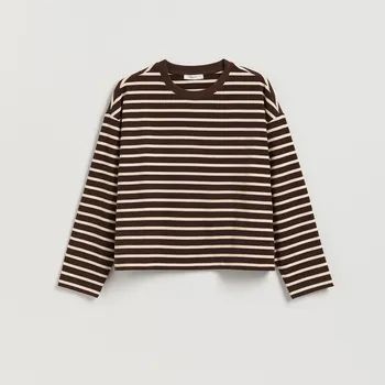 Dámské tričko Reserved - Pruhované tričko s dlouhými rukávy - zelená - 410GA-87X - 410GA-87X-L