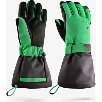 WEDZE Dětské lyžařské rukavice SKI500 LONG pro děti od 6 do 14 let 6 LET ZELENÁ|ŠEDÁ
