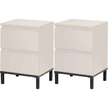 Noční stolek LIVARNO® Sada nočních stolků se dvěmi zásuvkami, 2dílná Kašmírově šedá