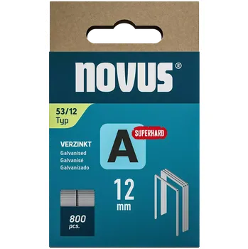 Průmyslová sponka K042-0780 Novus tenké, drátové sponky typ A, 53 F/12 mm, Super Hard, 800 ks