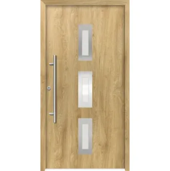 Vchodové dveře Hliníkovo-ocelové vchodové dveře bezpečnostní Artemis RC2 100 x 210 cm L dub přírodní