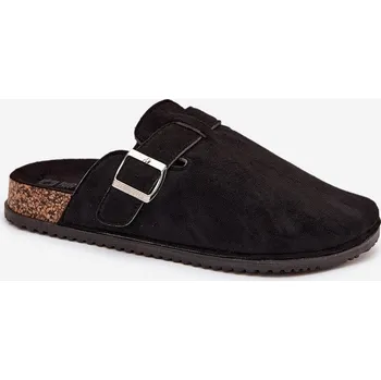 Dámské žabky Dámské pantofle na korkové platformě s přezkou Big Star – černé Velikost: 38