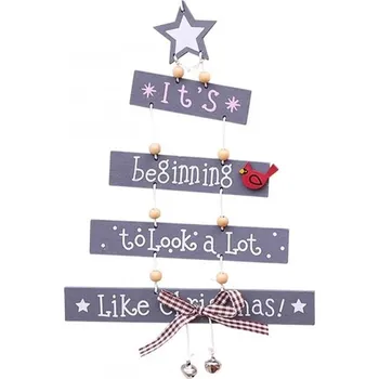 Vánoce Flamenco Mystique Dřevěná vánoční dekorace Vánoční stromek šedý KSN67