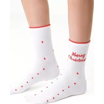 Dámské ponožky Dámské ponožky Merry Christmas - 35-37 / bílá