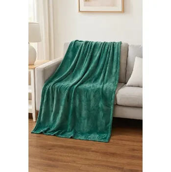 Přehoz na lůžko JARO Mikroplyšová deka 150 x 220 cm A feather Zelená