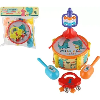 Hudební nástroj pro děti Hudební nástroje/sada plast 5ks v krabici 2 barvy v sáčku 27,5x28cm 3m+