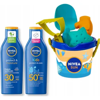 Přípravek na opalování NIVEA SUN Balzám po opalování 200 Ml + Ochranný dětský opalovací krém 200 Ml + Hračky