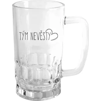 Sklenice Půllitr skleněný Tým nevěsty - kreslené srdce