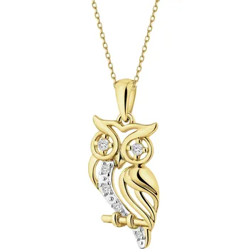 Přívěsek Zlatý přívěsek s diamanty - sova - 0,05 ct - ryzost 585 - 240.114