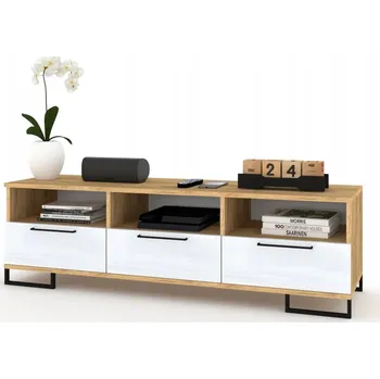 Komoda TV stolek Komoda Police do obýváku HANIA KWADRO 150 Dub Craft Bílý Lesk