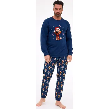 Pánské pyžamo Pyžamo Cornette 115/294 Dog long/r Christmas S-2XL pánské tmavě modrá L