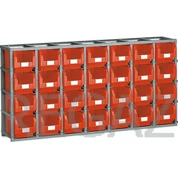 Dílenský regál Regálový rám včetně 28 zásobníků velikosti 3