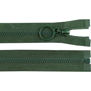 Zip Kostěný zip No 3 délka 60 cm s kroužkem, malé, 273 zelená smrková