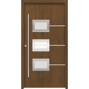 Vchodové dveře Hliníkovo-ocelové vchodové dveře pasivní Hera 110 x 210 cm L zlatý dub
