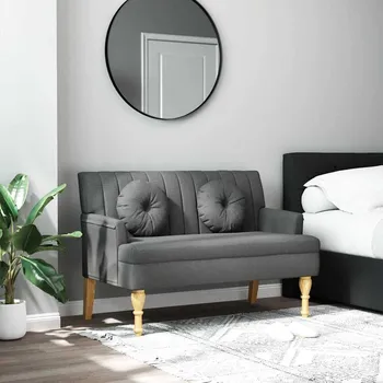 Otoman vidaXL Lavice s polštáři 113x64,5x75,5 cm umělá semišová kůže [372135] Barva: Tmavě šedá