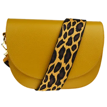 Kabelka NovaKabelka.cz Kožená italská crossbody kabelka Ramona Senape s přídavným popruhem II