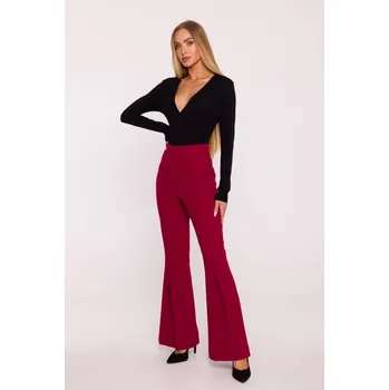 Dámské kalhoty Kalhoty se zvonovými nohavicemi M874 Barva: Vínová, Velikost: L