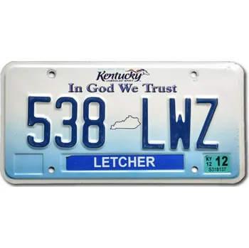 Plechová cedule Americká SPZ Kentucky In God We Trust 538 LWZ
