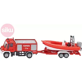 autíčko Auto Hasiči SIKU Unimog s přívěsem s člunem
