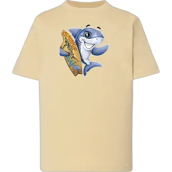 detske-levne-bavlnene-tricko-potisk-zralok_surfar Barva: Lime stone - krémová, Dětská bavlněná trička JHK: S