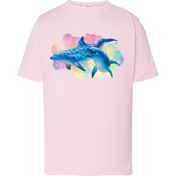 detske-levne-bavlnene-tricko-potisk-carovni-delfini Barva: Pink - růžová, Dětská bavlněná trička JHK: M