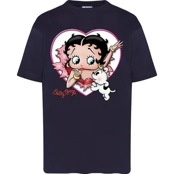 Dívčí tričko detske-levne-bavlnene-tricko-potisk-Betty-boop-pejsek Barva: Navy - tmavě modrá, Dětská bavlněná trička JHK: S