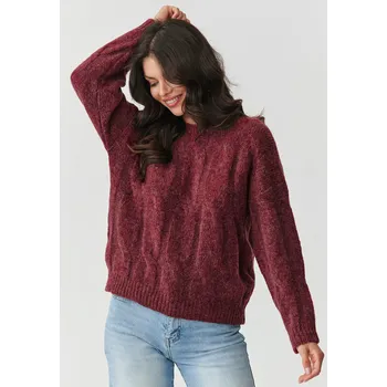 Dámská móda Krátký svetr s mohérem a vlnou S169 Barva: Bordová, Velikost: ONE SIZE
