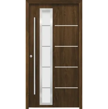 Vchodové dveře Hliníkovo-ocelové vchodové dveře pasivní Demeter 110 x 210 cm L ořech