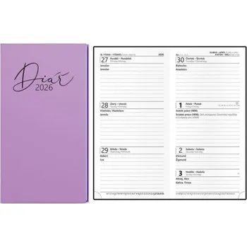 Diář Diář Jakub Pastel, týdenní, kapesní, lamino, fialový 2026