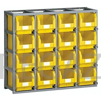 Dílenský regál Regálový rám včetně 16 zásobníků velikosti 3