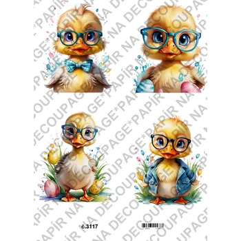 Umělecký papír Rýžový a soft papír na decoupage - Kačenka - KB3117 Materiál: Soft, Rozměr: A4