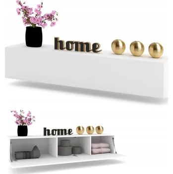 Komoda Závěsná Skříňka Horizontální TV Komoda Vitrína SIMPLY Bílá Matná 140