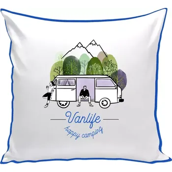 Polštář Polštář barevný 32x32 cm Vanlife happy camping