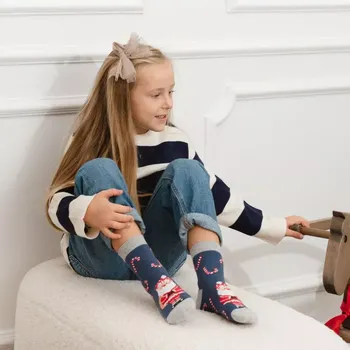 Dětské ponožky Santa a lízátko - 32-34 / jeansová