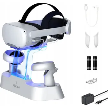Virtuální realita STACJA DOKUJĄCA ŁADOWARKA DO Brýle VR OCULUS Meta Quest 2 + 2 Akumulátory
