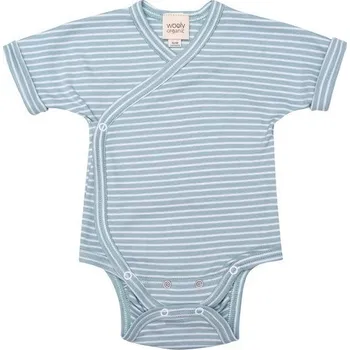 Kojenecký body MUFFIN MODE Kojenecké zavinovací pruhované body, krátké rukávy, GOTS, modré Velikost: 56/62