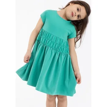 Dívčí šaty MUFFIN MODE Dívčí bavlněné midi šaty "GRASSHOPPER", tyrkysově zelené Velikost: 98/104