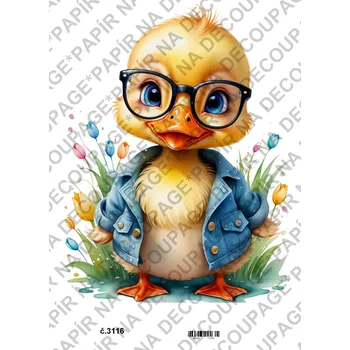 Umělecký papír Rýžový a soft papír na decoupage - Kačenka - KB3116 Materiál: Soft, Rozměr: A4