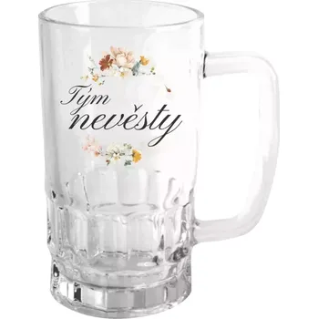Sklenice Půllitr Tým nevěsty - květinový věneček