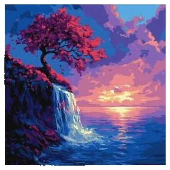 Malowanie po numerach - Sakura w strumieniu 40x40