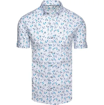 Pánská košile Pánská košile s krátkým rukávem Dstreet KX1038 Barva: Bílá, Velikost: XXL