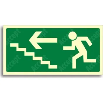 Únikové a protipožární fotoluminiscenční značení ÚNIKOVÉ SCHODIŠTĚ VLEVO NAHORU - tabulka 30x15cm