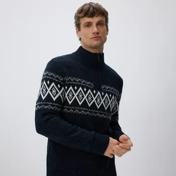 Pánský svetr Reserved - Svetr s&nbsp;rolákem - tmavomodrá - 939GC-59P - 939GC-59P-XXL